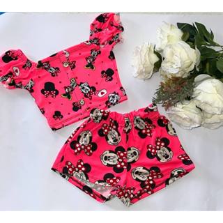 Kit 2 Croppeds infantil estampados meninas shein moda verão comfy