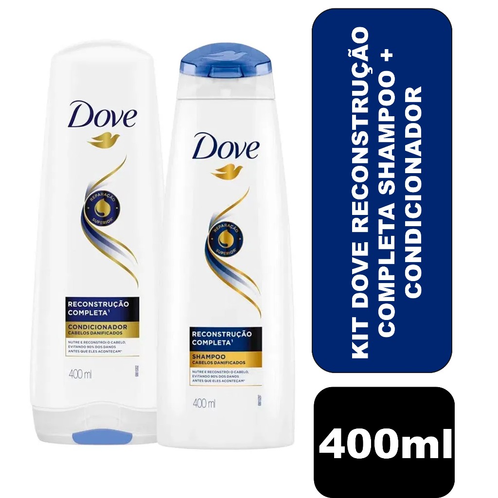 Kit Dove Reconstrução Completa Shampoo 400ml + Condicionador 400ml ...