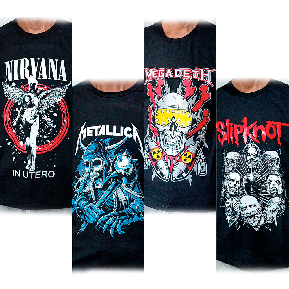 Camisas de rock Metallica Nirvana Ramones Deftones Ozzy Osbourne