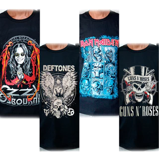 Camiseta rock Ozzy Osbourne Deftones Iron Maiden Guns N Roses e muito mais