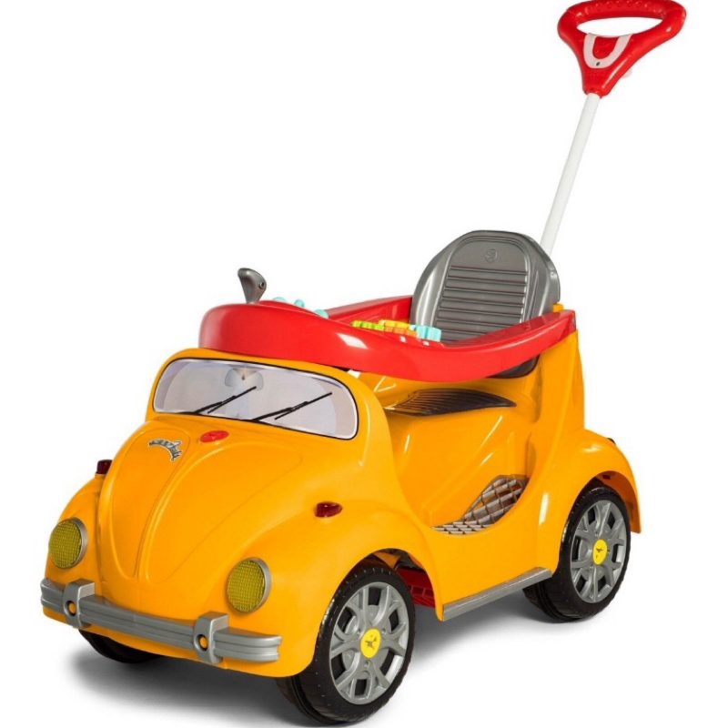 Carrinho Passeio Pedal Calesita Fouks Fusca 2 em 1 . Cores Pink e Amarelo