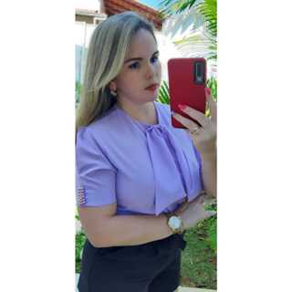 Blusa social feminina BLUSINHA manga curtA GRAVATINHA NA FRENTE para fardamentos evangelicos