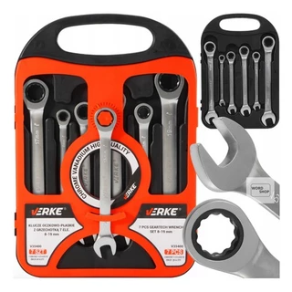 Jogo Chave Combinada Catraca Articulada 7 Peças 08 A 19mm