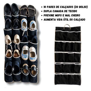 Sapateira de Porta Vertical Organizador de Sapatos 10 Pares com Tecido Respirável e Resistênte