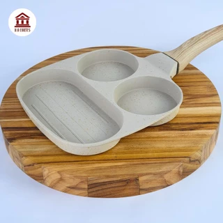 Frigideira 19 cm 3 em 1 Ovos Antiaderente Fogão De Indução Cor Areia e Dourado
