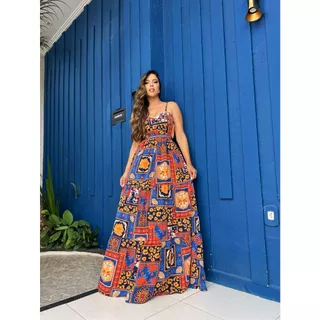 Vestido Aline longo inspiração farm