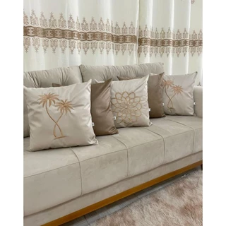 KIT COM 5 CAPAS DE ALMOFADAS BORDADAS TECIDO SUEDE