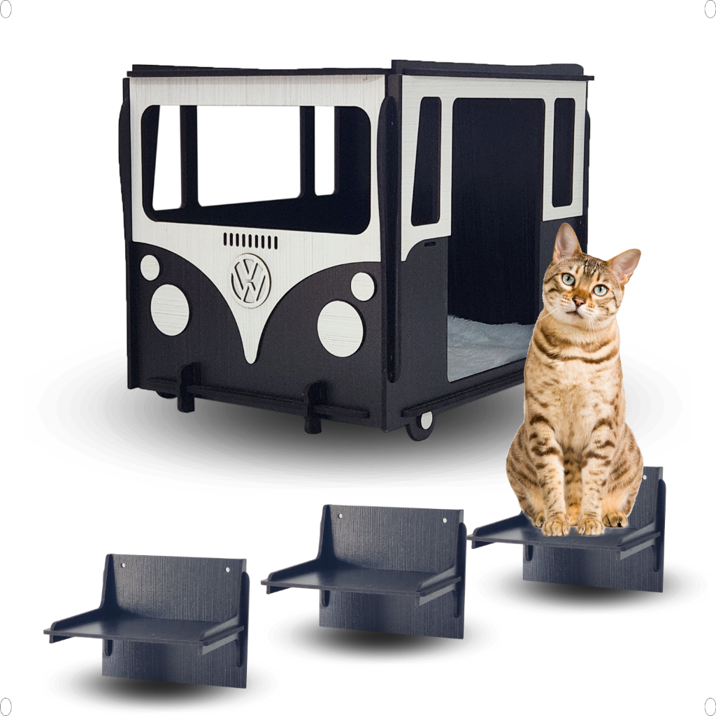 Playground para Gatos Kombi Lançamento + 3 degraus Promoção