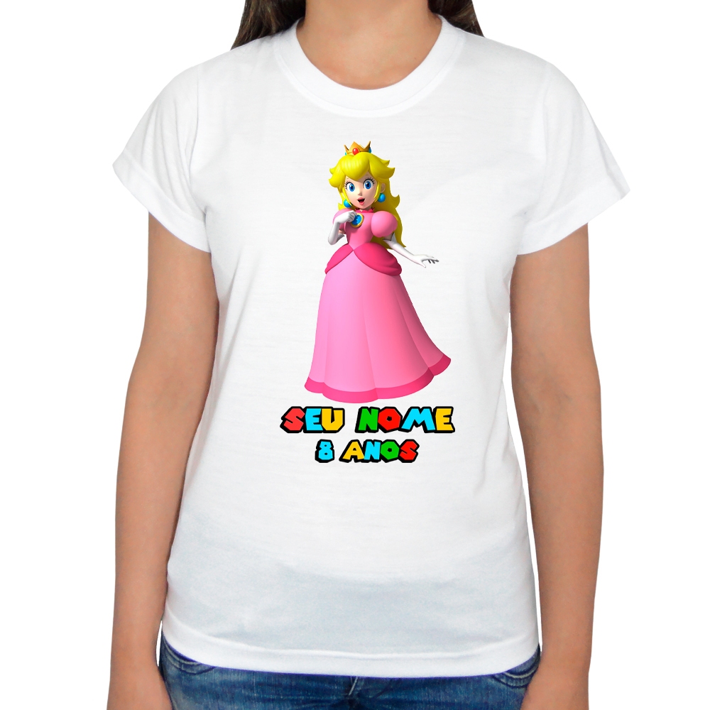 Camiseta Super Mario Princesa Peach Camisa Personalizada | Shopee Brasil