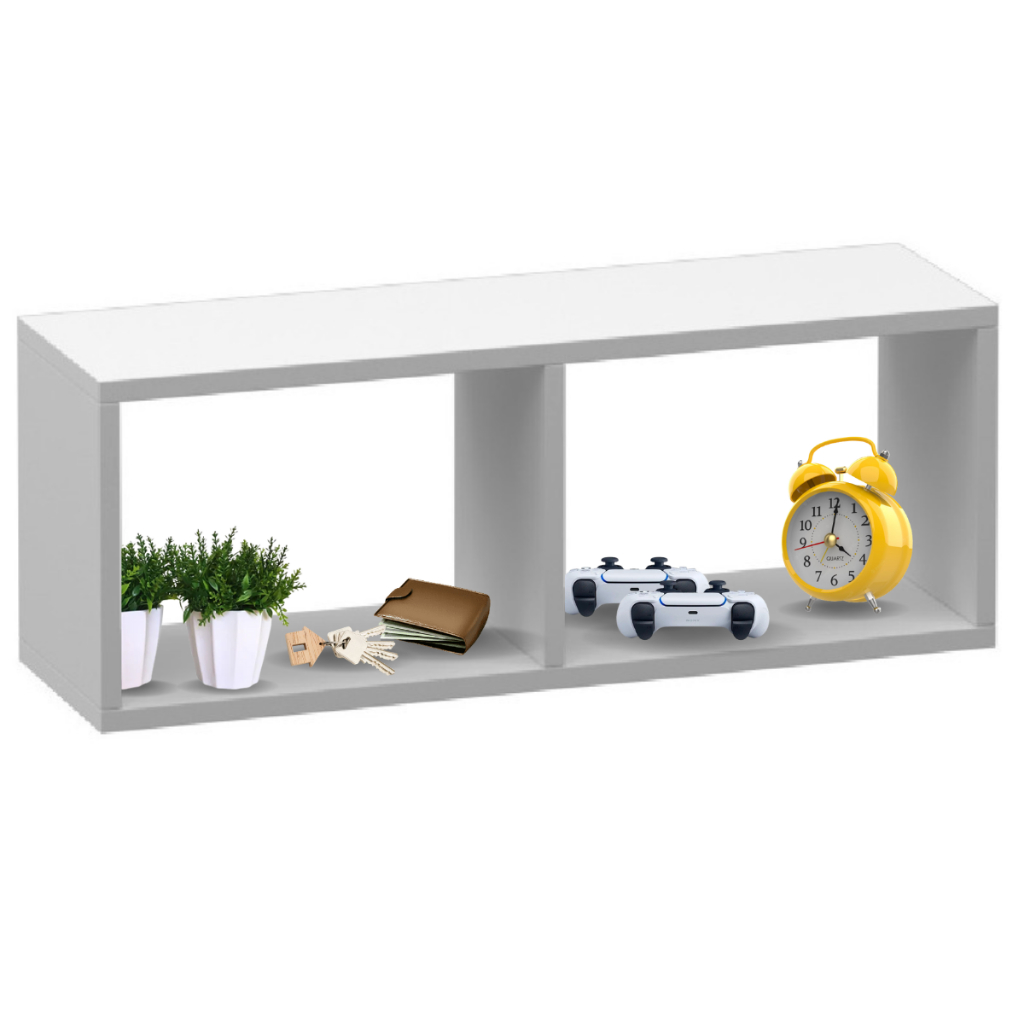 Nicho Retangular Duplo Prateleira Multiuso 60x24x20cm Branco