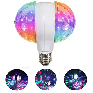 Lâmpada Dupla Giratória Led Colorida Globo RGB Decoração Balada Festa Aniversario Bivolt