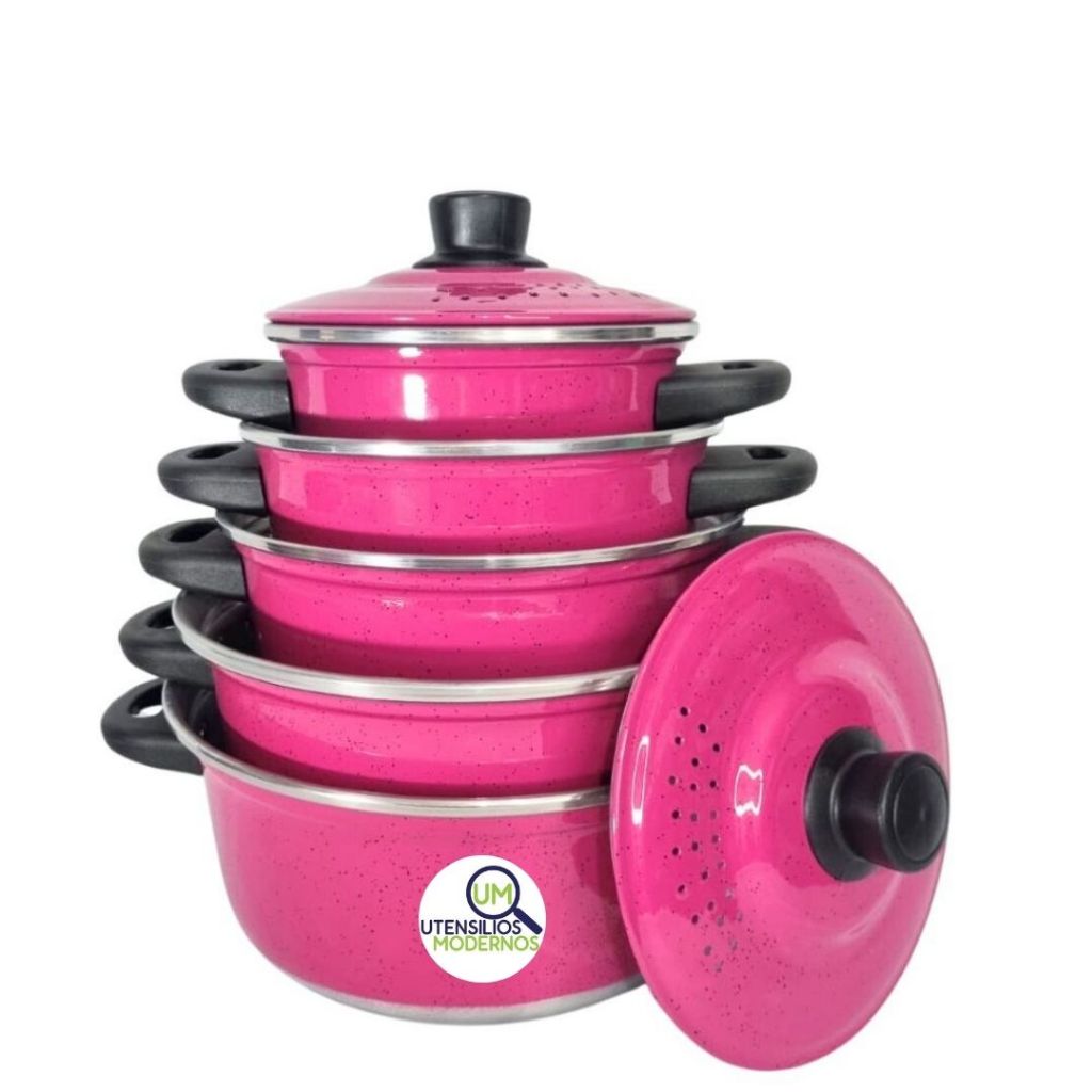 Conjunto de Panela Rosa Pink 5 pçs Aluminio Amj. | Shopee Brasil