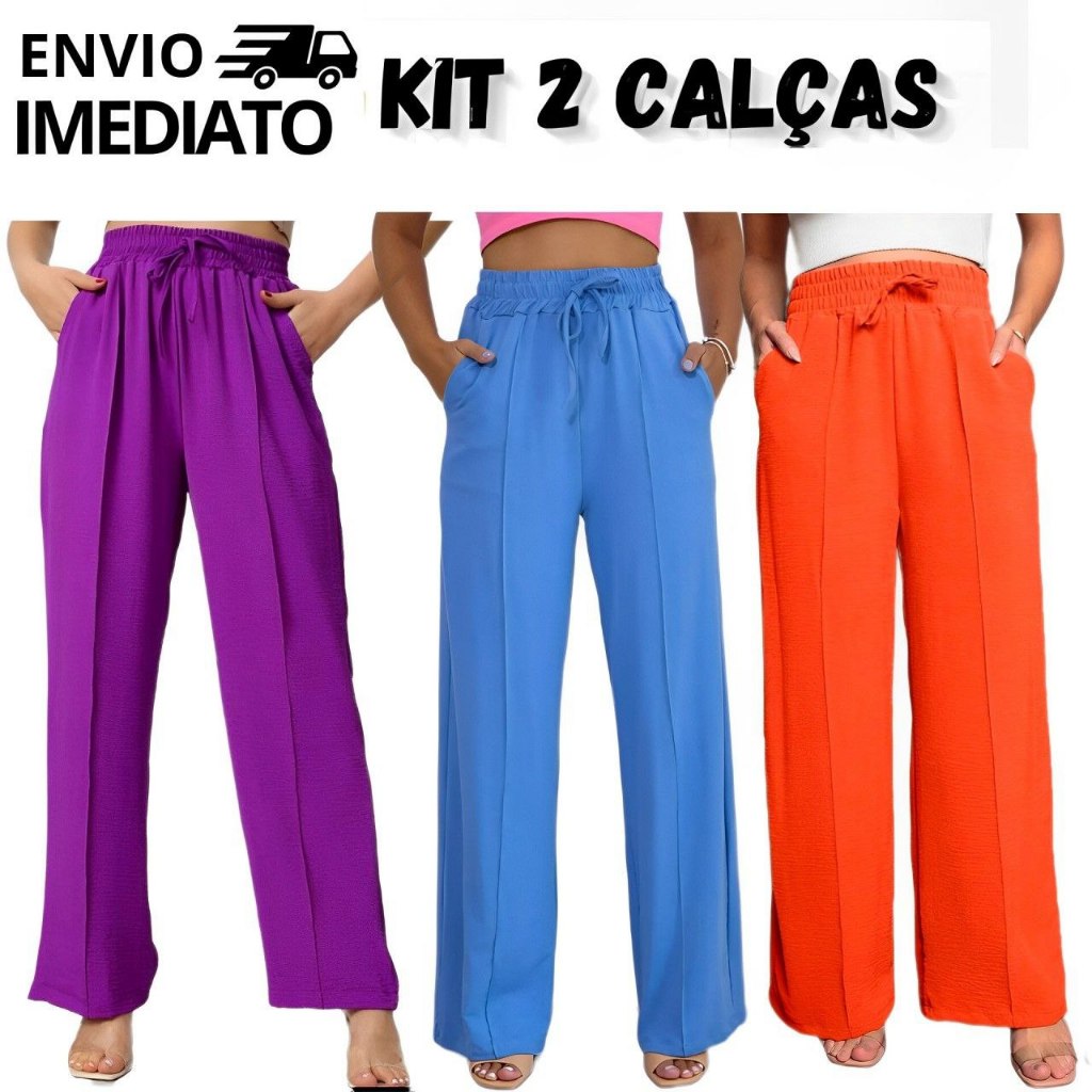 Calça Jeans Wide Leg Plus Size Pantalona Rasgada Escura em Promoção na  Americanas