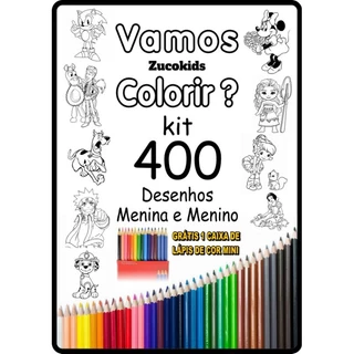 kit  Atividades de desenhos para colorir infantil "VEM COM LÁPIS DE COR " em Oferta na Shopee