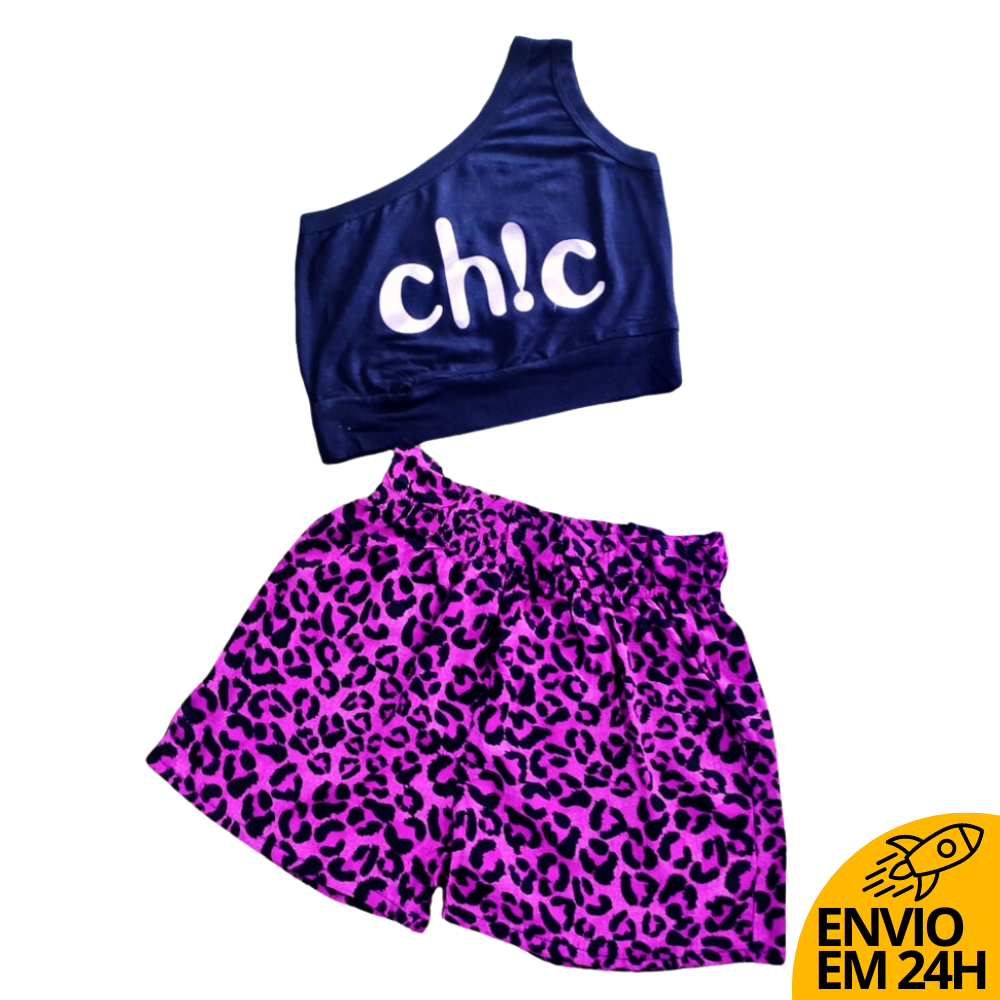 Conjunto Infantil Feminino Cor Única Gola Redonda Manga Longa +