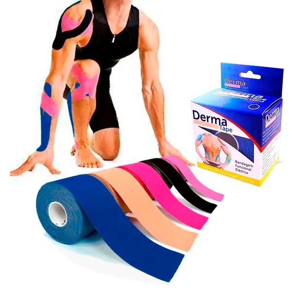 Bandagem Adesiva Fita Knesio Funcional Elástica Derma tape 5x500CM