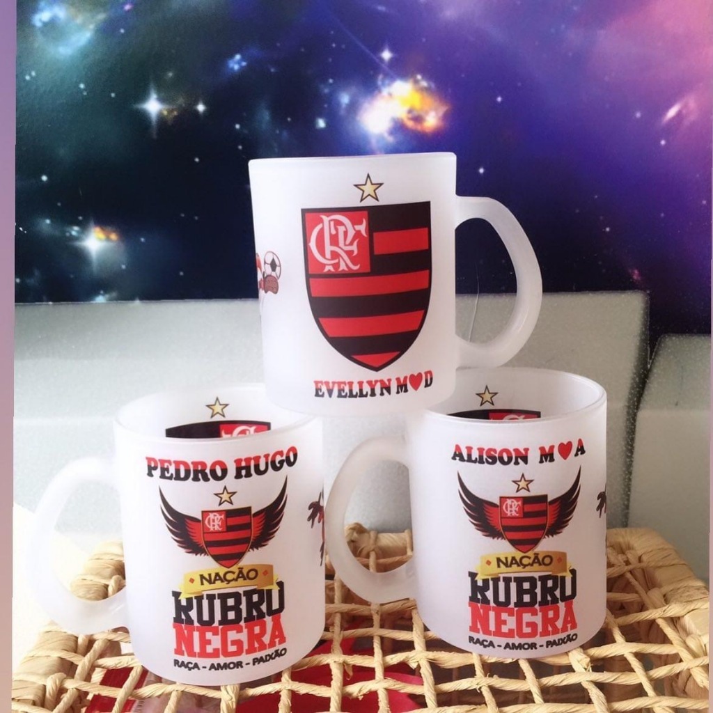 25 Canecas de Chopp Vidro Jateada 325 ml Personalizada Flamengo com ...