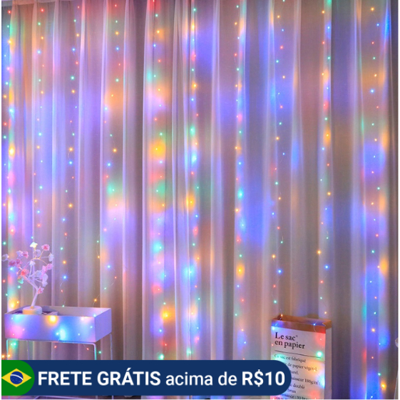 Cortina Luz de Led Fio de Fada USB Bivolt Colorido Natal Festas Eventos Fio de Fada Varios Tamanhos