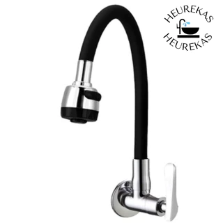 Torneira Gourmet de Luxo Flexível de Parede para Cozinha cor Preta Cromada Metal