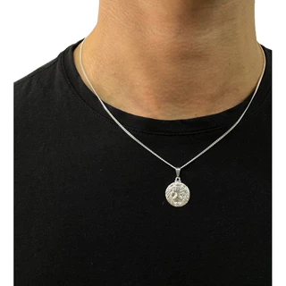 Cordão Curtinho Prata 925 + Pingente Leão Redondo Masculino Folheado