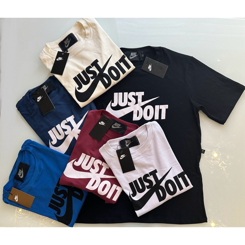 Camiseta Masculina P ao GG de Algodão Fio 40.1 Malha Peruana Estampa Just do It