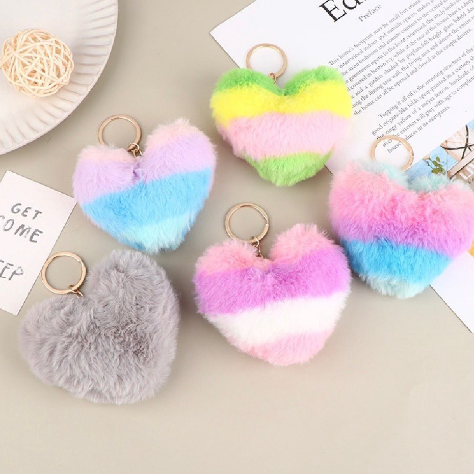 KIT 12/24 Chaveiro coração Pélucia Diversas Cores | Shopee Brasil