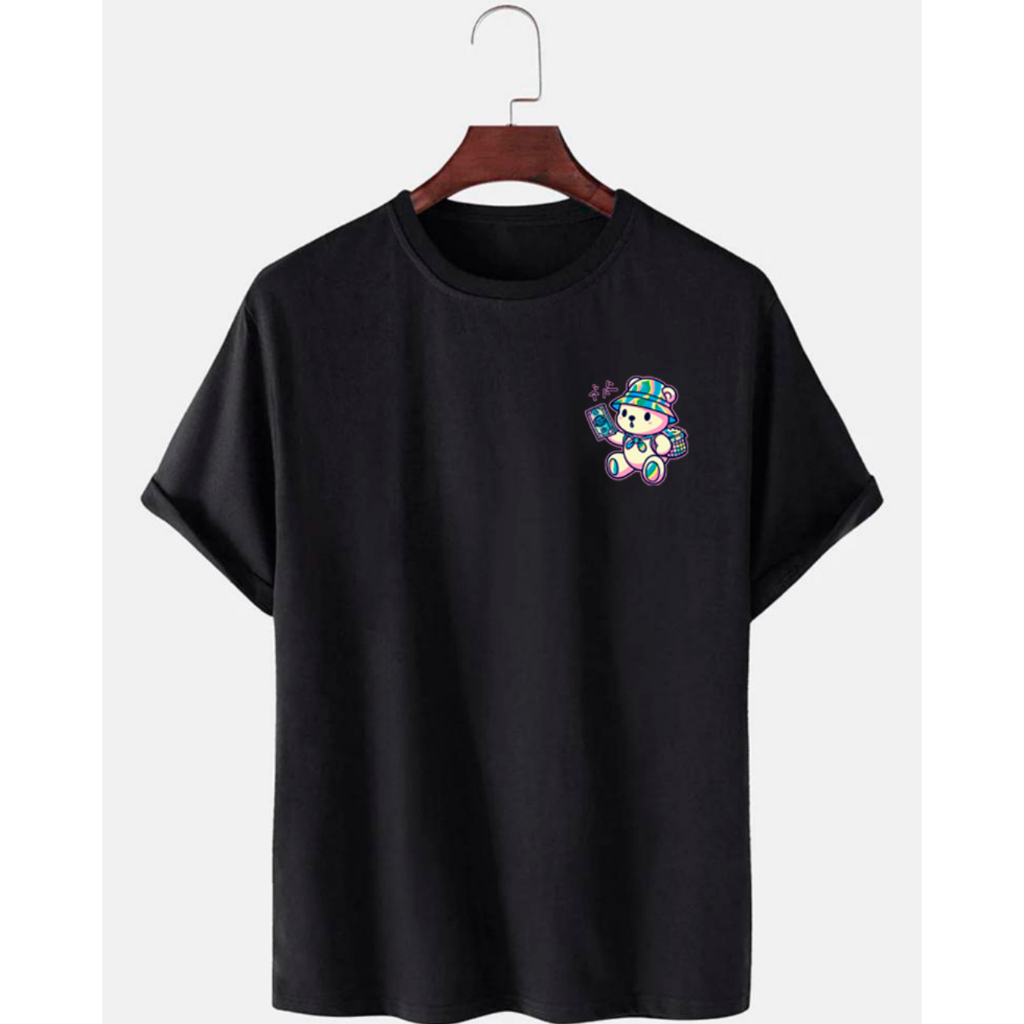 Camiseta Basica Streetwear Camisa T-Shirt Masculina Feminina Slim Promoção Algodão Varias Cores Urso Homolografico