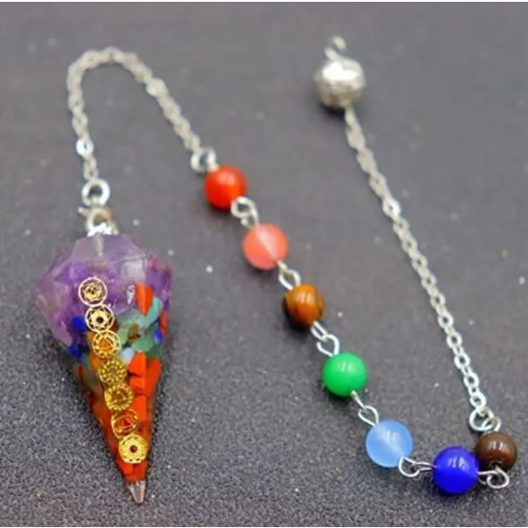 Pendulo para mesa radionica San Germain 7 chakras Reiki Radiestesia Organite Cura