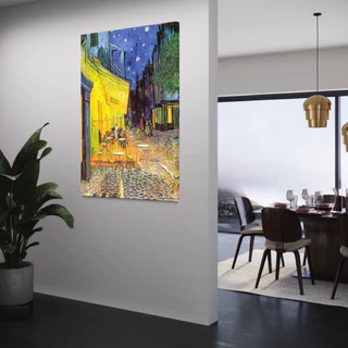 Quadro Van Gogh Terraço do café na praça do fórum Obras de Artes Tela Acetinada