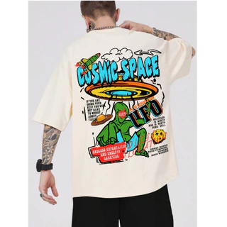 Camiseta Oversized Estampado CUSMIC-SPACE Camisa 100% Algodão