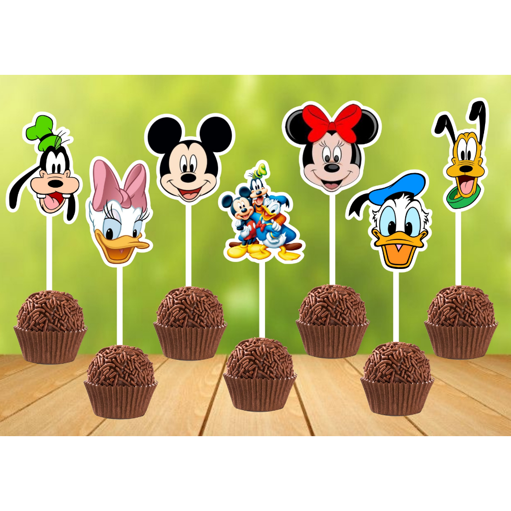 Topper para doce docinho festa brigadeiro TAG turma do mickey amigos ...