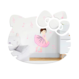 Espelho em Acrilico Espelhado Gato Gatinha Hello Kit 50 cmm