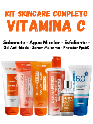 Kit Skincare Completo Vitamina C Clareador de Melasma e Protetor Solar