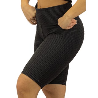 Short Fitness Bolha: Textura Brocado Flocado Feminino - Miss