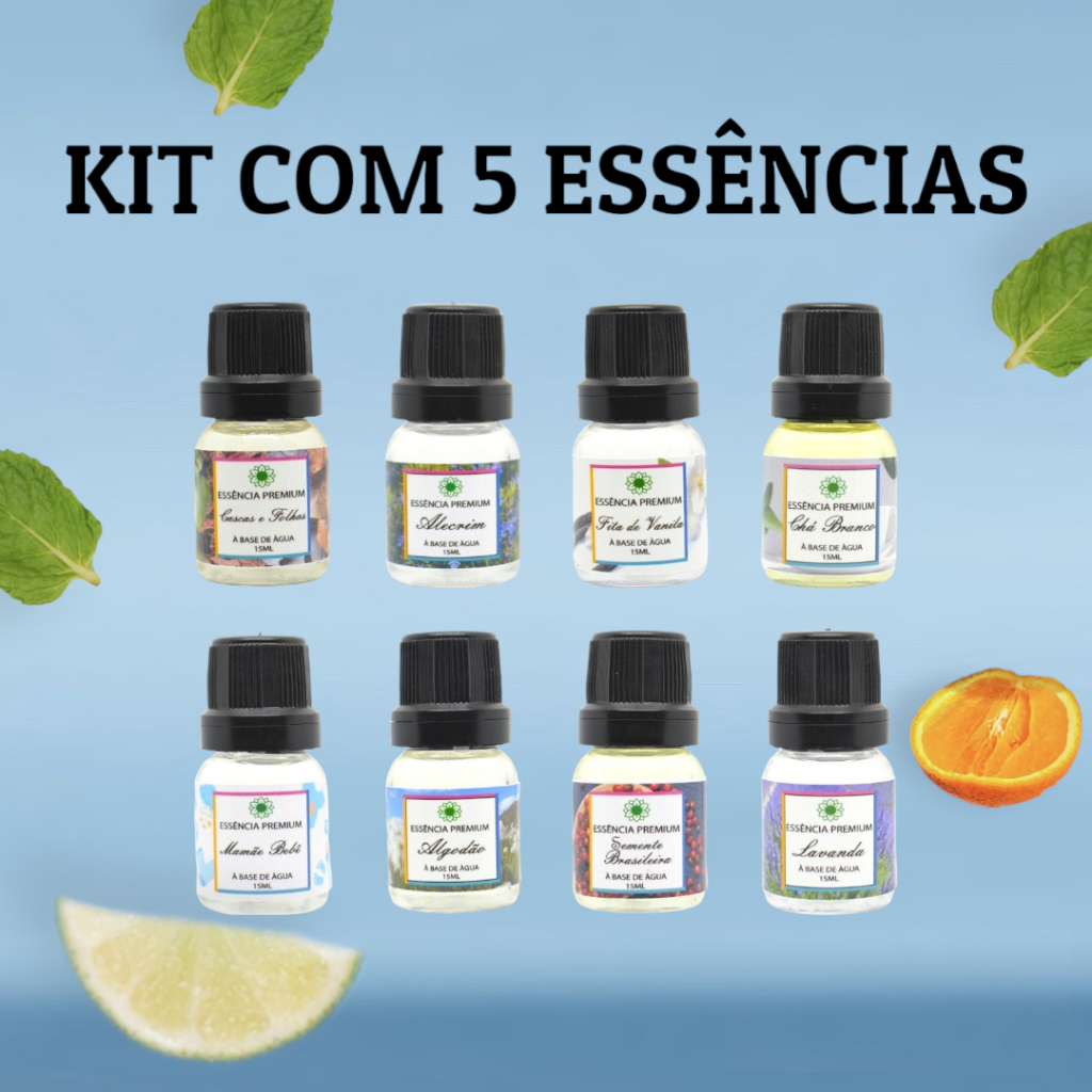 Kit Essências Para Umidificador e Difusor Elétrico 15ml 5 Unidades