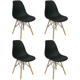 Kit 4 Cadeiras Charles Eames Wood Base em Madeira colorida