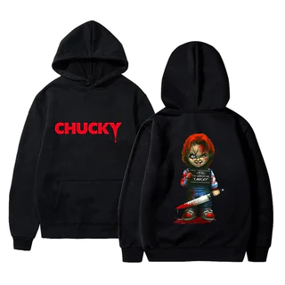 Moletom Canguru Unissex Chucky Blusa Simples Filme Terror Hoodie Brinquedo Assassino Algodão Confortável
