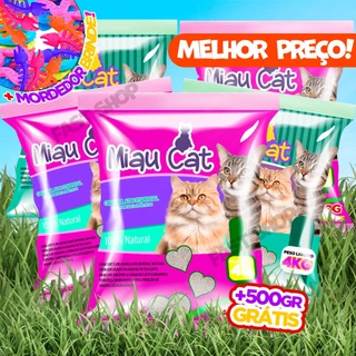 Kit Fardo Com 5 Pacotes 4,5kg de Areia Sanitária Antiodor Granulado Perfumado Cheirosa Lavanda Tira Cheiro Pet Miaucat Para Gatos Lavanda e Tradicional 100% Natural Forma Torrões 20KG