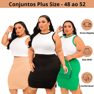 Conjunto Plus Size Com Cinto Moda Plus Size Roupas Femininas no Shoptime