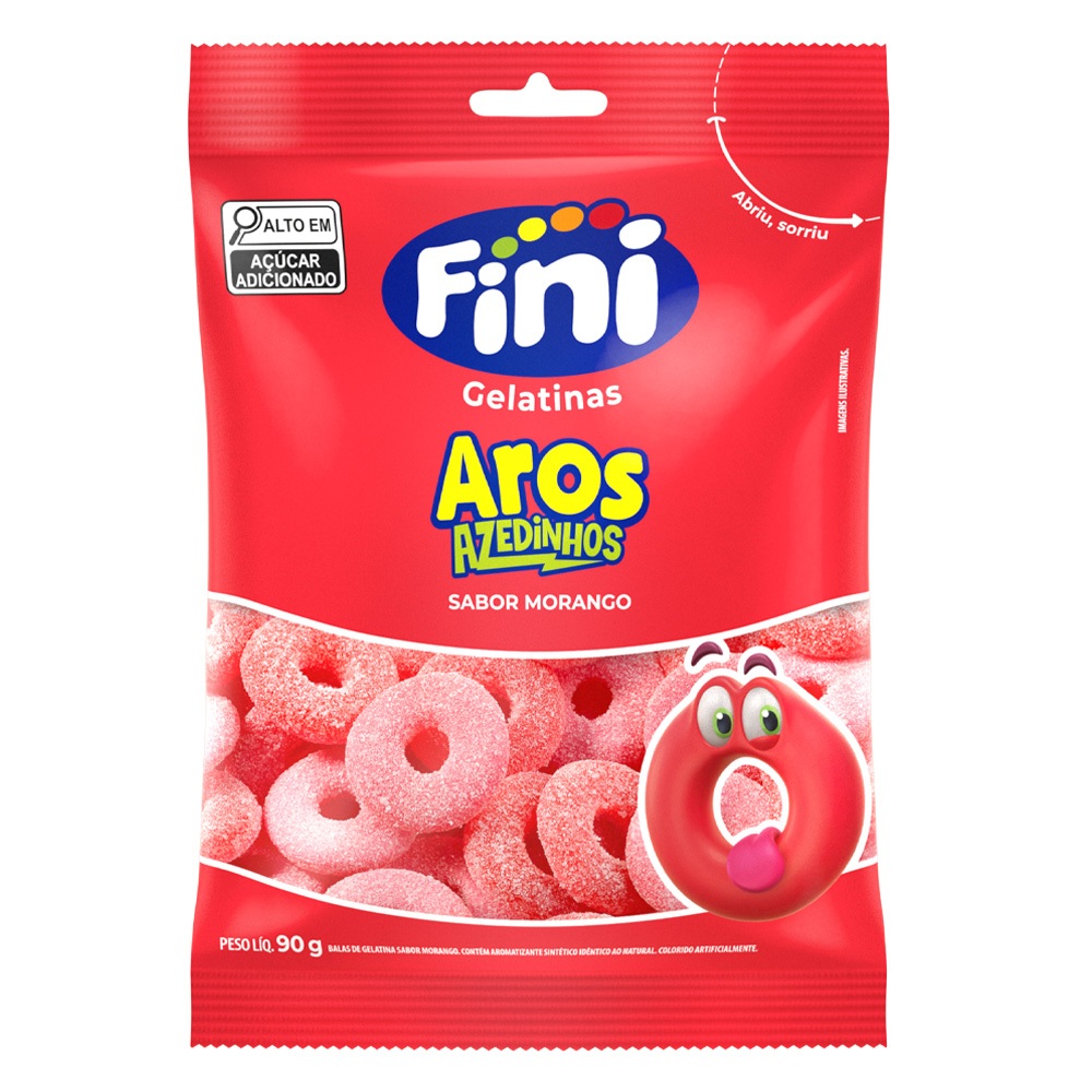 Aros de Morango Azedinhos 90g - Fini