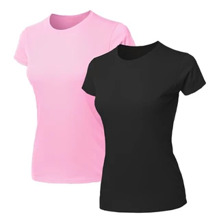 Kit 2 Blusas Feminina Camiseta Lisa Básica Algodão Camisa Baby Look