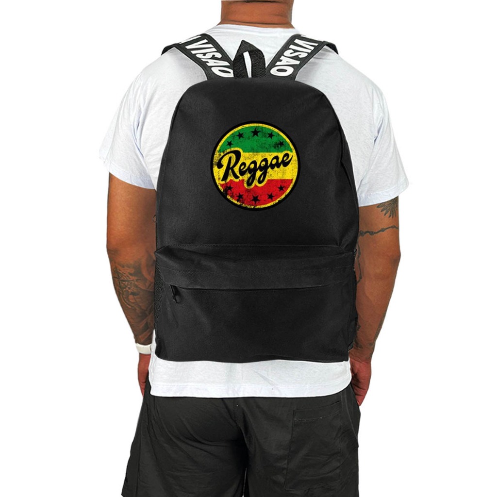MOCHILA BOLSA MASCULINA AVULSA ESCOLAR PRETA LANÇAMENTO REGGAE
