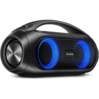 Caixa De Som Boombox Aiwa Mondial TWS Bluetooth 5.1 Bivolt Resistente à Água 3 Luzes AWS-BBS-02 Preto