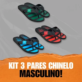 Kit com 3 Pares Chinelo Masculino Tira larga Sandalia Masculino Original Lançamento