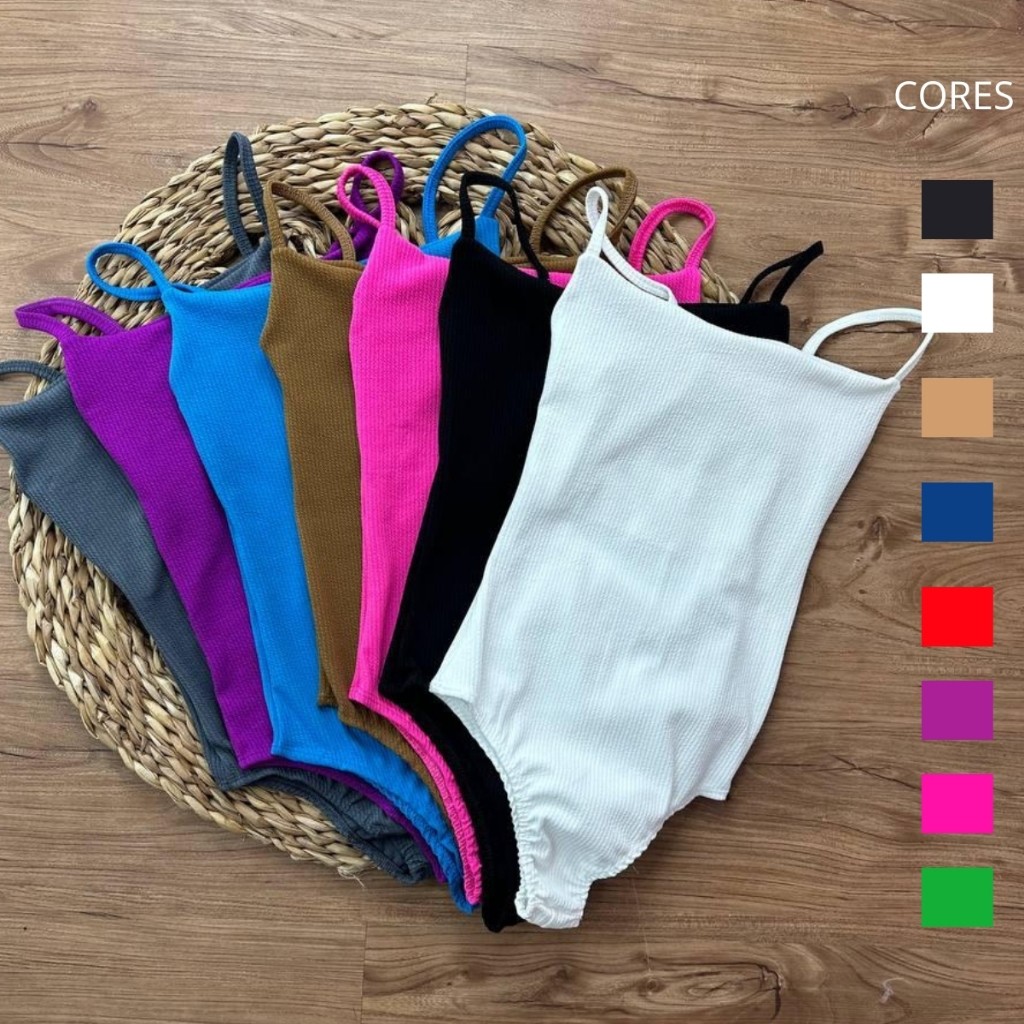 Kit 2 Body Feminino Alcinha com Forro Anarruga de Algodão Bory Alça Fina