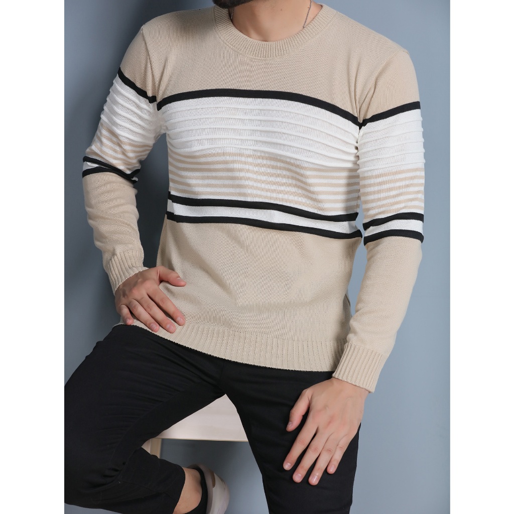 Sueter tricot masculino blusa de frio gola redonda manga longa blusa de Lã