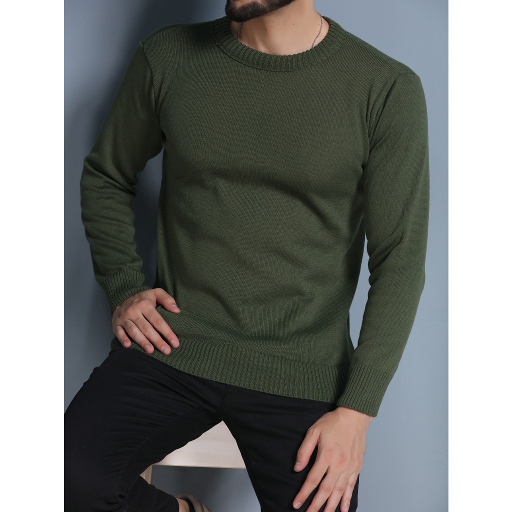 Sueter tricot masculino blusa de frio gola redonda manga longa blusa de Lã