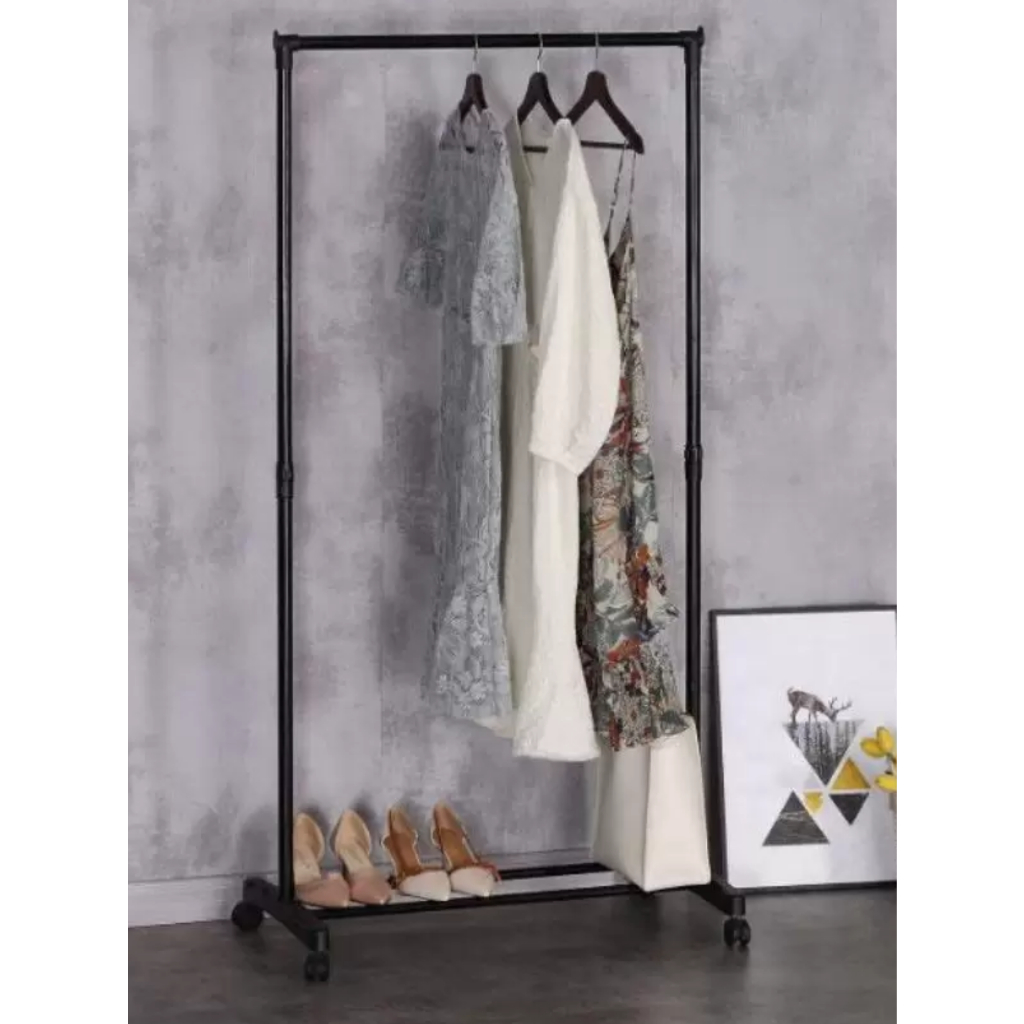 Guarda Roupa Portatil Arara Multifuncional Desmontavel Arara De Roupas com Cabideira e Prateleiras 130cm Com Rodas Rodinhas