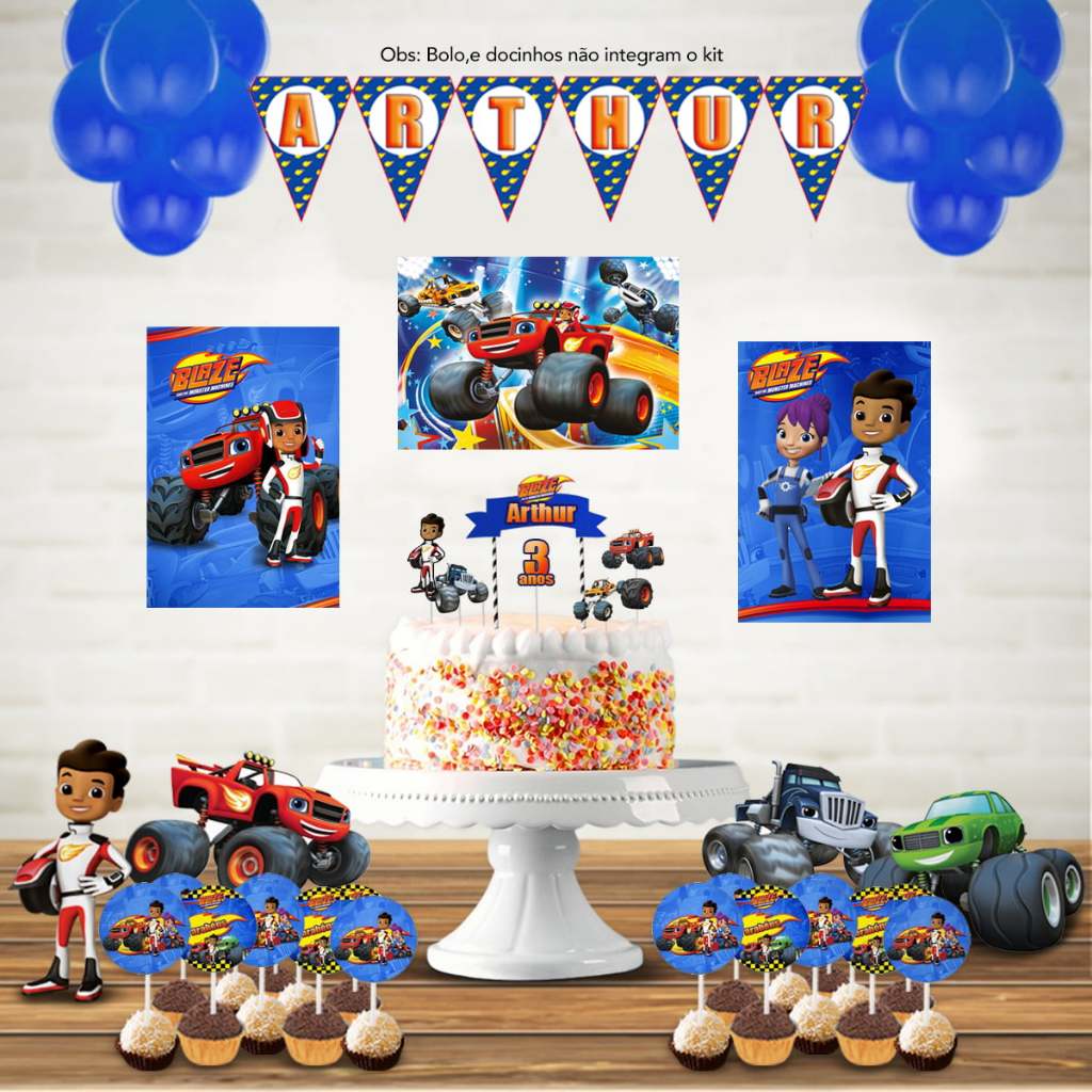 Kit Festa Blazer Monster - Decoração com 36 itens.