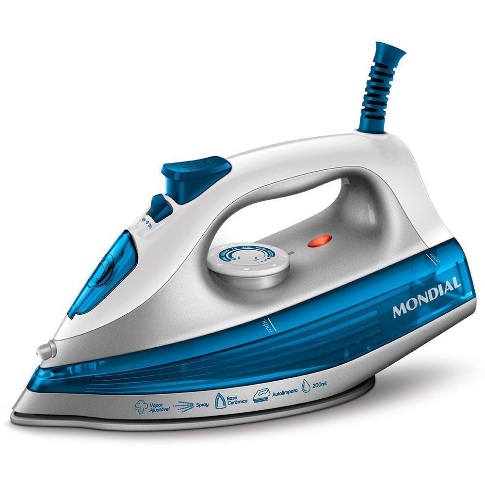 Ferro De Passar Roupa A Vapor Mondial Fvn-01-bl | Shopee Brasil